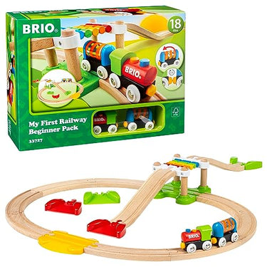 BRIO World 33727 Mein erstes Bahn Spiel Set - Zug mit Waggon, Schienen & Hängebrücke für Kleinkinder Einsteiger-Set empfohlen ab 18 Monaten im Sale